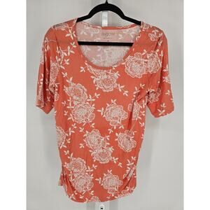 a:glow Maternity Womens Sz M Short Sleeve T Shirt Coral Pink Floral